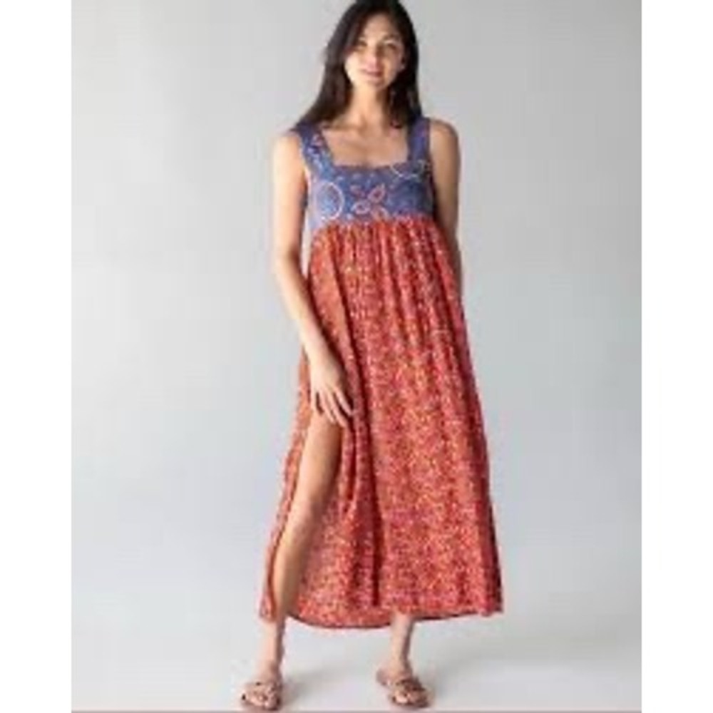 Natural Life Tricia Maxi Dress Womens XL Paisley Floral Boho Hippie Festival